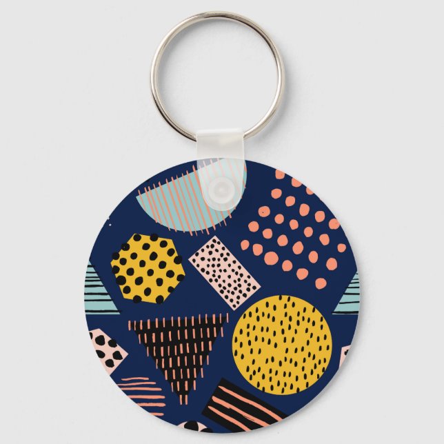 Fun Geometry: Abstract Multicolor Pattern Keychain (Front)