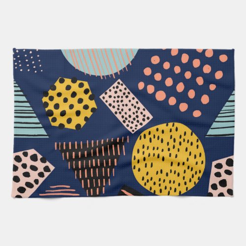 Fun Geometry Abstract Multicolor Pattern Kitchen Towel