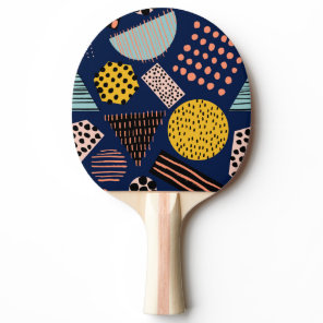 Fun Geometry: Abstract Multicolor Pattern Ping Pong Paddle