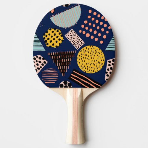 Fun Geometry Abstract Multicolor Pattern Ping Pong Paddle