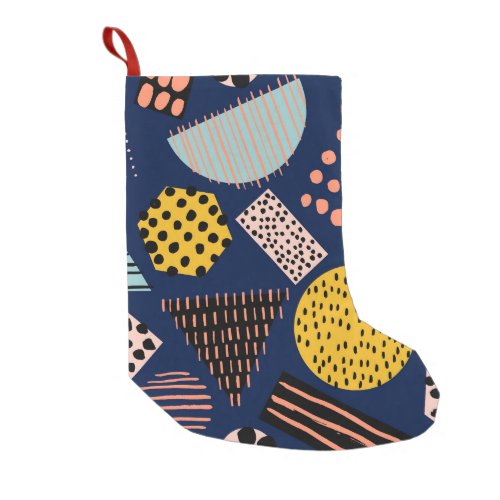 Fun Geometry Abstract Multicolor Pattern Small Christmas Stocking