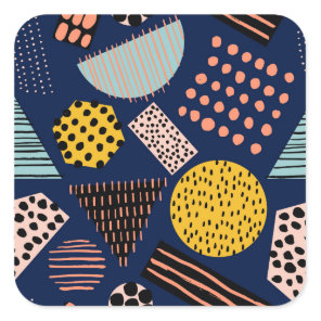 Fun Geometry: Abstract Multicolor Pattern Square Sticker