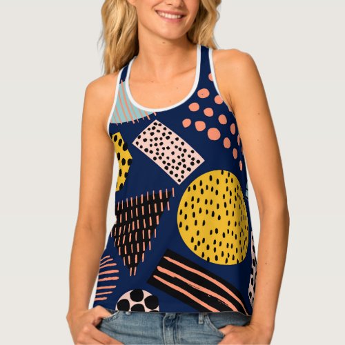 Fun Geometry Abstract Multicolor Pattern Tank Top