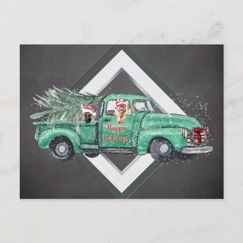 Fun German Shepherds in Vintage Truck Holiday