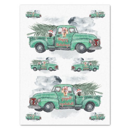 Fun German Shepherds in Vintage Truck Holiday Tissue Paper