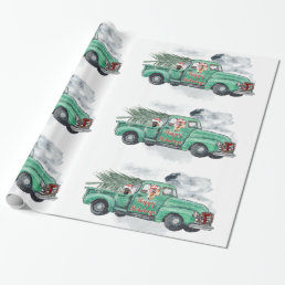 Fun German Shepherds in Vintage Truck Holiday Wrapping Paper