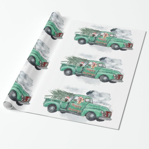 Fun German Shepherds in Vintage Truck Holiday Wrapping Paper