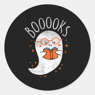 Fun Ghost Book Reading Halloween Cute Teacher Top Classic Round Sticker