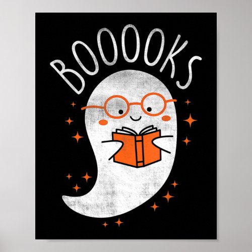 Fun Ghost Book Reading Halloween Cute Teacher Top  Poster