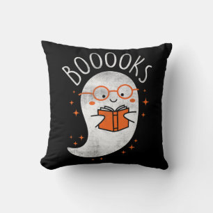 Fun Ghost Book Reading Halloween Cute Teacher Top Throw Pillow
