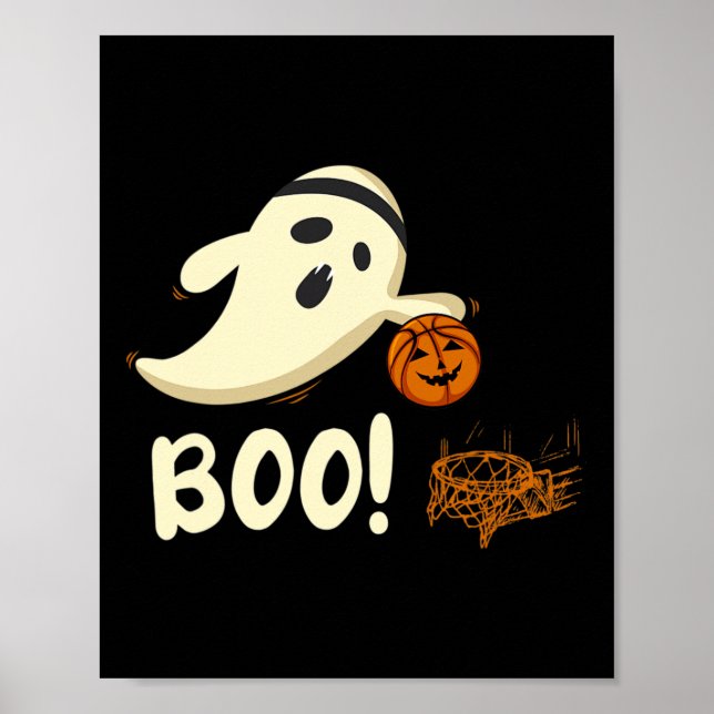 Fun Ghost Player Boo Bysketbyll Halloween Costume  Poster (Front)