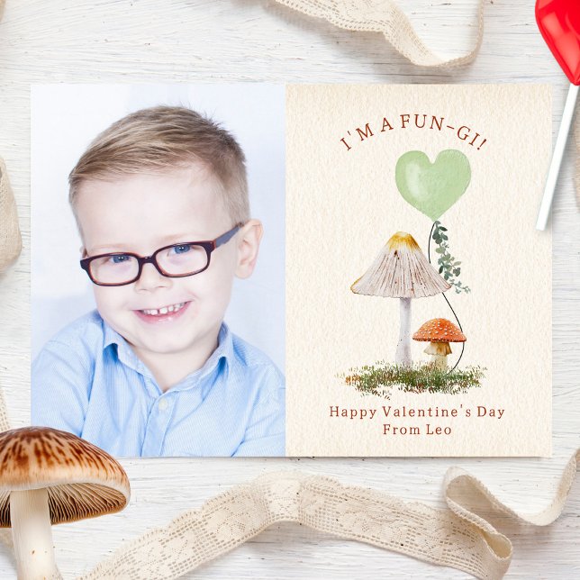 Fun-gi Mushrooms Valentine Pun Photo Card (Creator Uploaded)