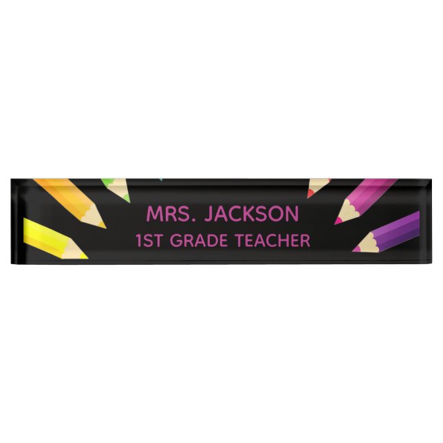 Fun Gift! Colorful Teacher desk nameplate (Front)
