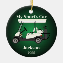 Fun Gift for Him Golfer Golf Cart  Ceramic Ornament
