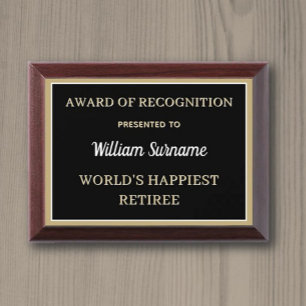 Fun Gift! Happiest Retiree Award Plaque