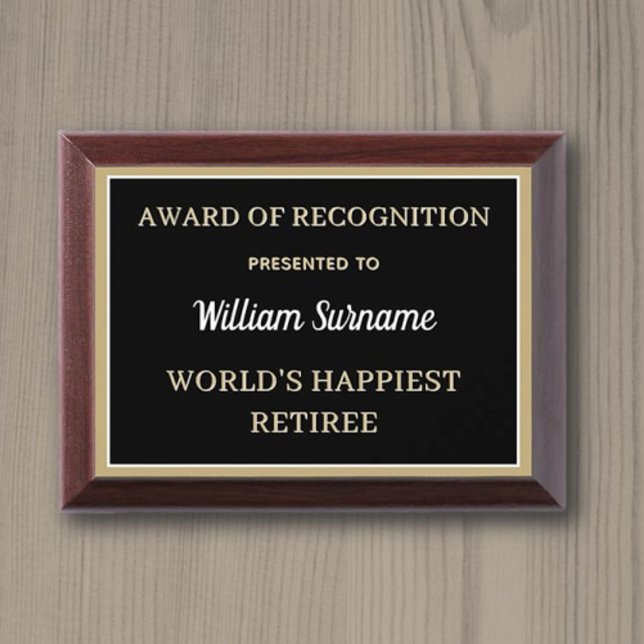 Fun Gift! Happiest Retiree Award Plaque (Creator Uploaded)