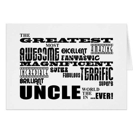 Fun Gifts for Uncles : Greatest Uncle Cards (Front Horizontal)