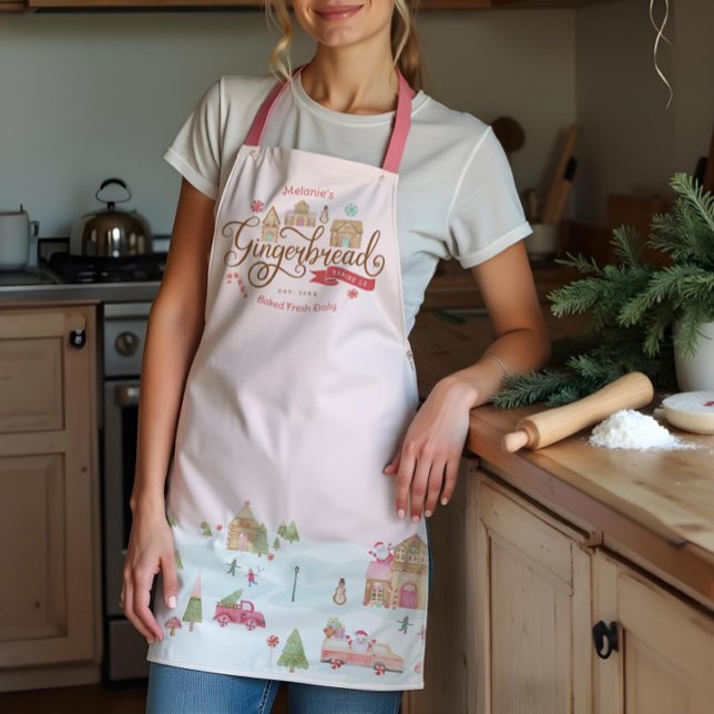 Fun Gingerbread Bakery Co Personalized Family Name Apron (Fun Gingerbread Bakery Co Personalized Family Name Apron)