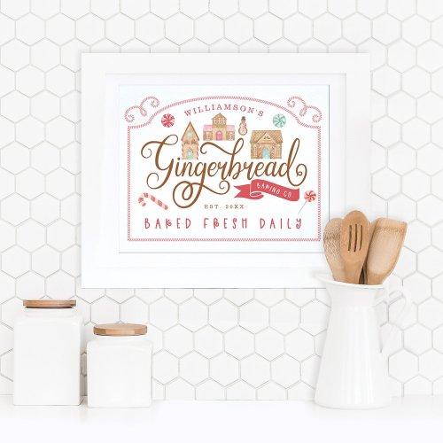Fun Gingerbread Bakery Co Personalized Family Name Poster