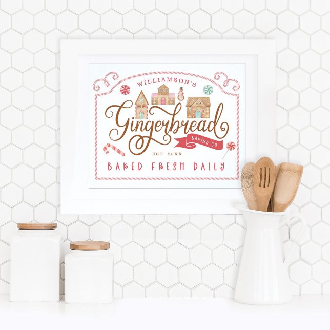 Fun Gingerbread Bakery Co Personalized Family Name Poster (Creator Uploaded)