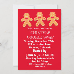 Fun Gingerbread Cookie Swap Christmas Party Invitation