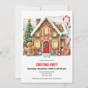 Fun Gingerbread House Christmas Party Holiday Card