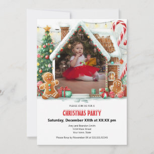 Fun Gingerbread House Christmas Party your photo Holiday Card