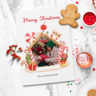 Fun Gingerbread House Christmas Photo Holiday Card