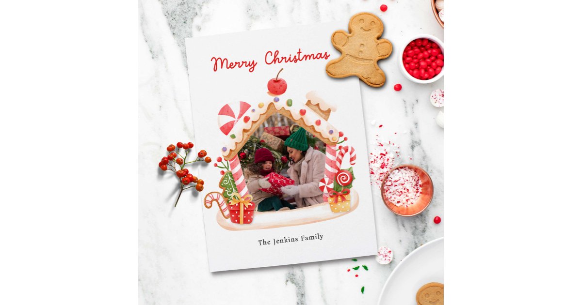 Fun Gingerbread House Christmas Photo Holiday Card | Zazzle