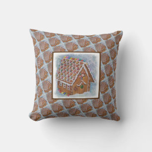 FUN GINGERBREAD HOUSE THROW PILLOW