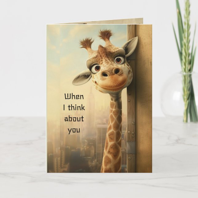 Fun Giraffe Animal Love You Humor Card (Front)