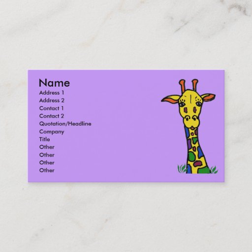Customizable fun giraffe business cards