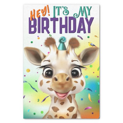 Fun Giraffe Colorful Confetti Birthday Tissue Paper