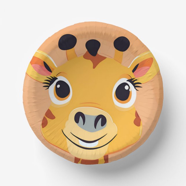 Fun giraffe Face safari Wild jungle Birthday Party Paper Bowls (Front)