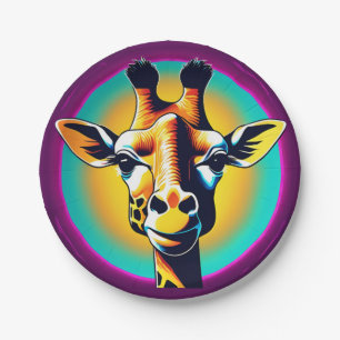 Fun giraffe Face safari Wild jungle Birthday Party Paper Plates