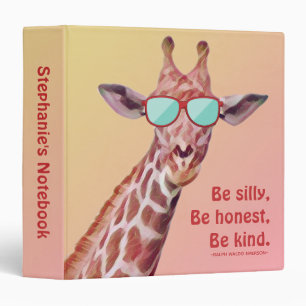 Fun Giraffe Inspirational Quote Emerson Be Silly 3 Ring Binder