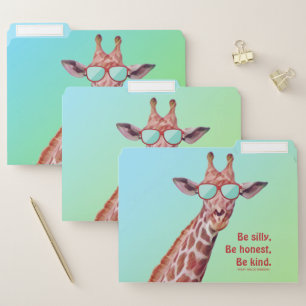 Fun Giraffe Inspirational Quote Emerson Be Silly File Folder