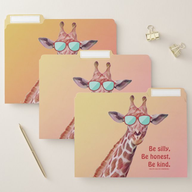 Fun Giraffe Inspirational Quote Emerson Be Silly  File Folder (Set)