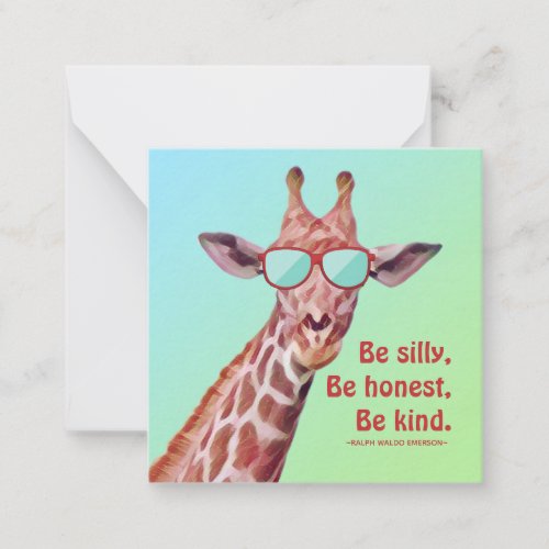 Fun Giraffe Inspirational Quote Emerson Be Silly  Note Card