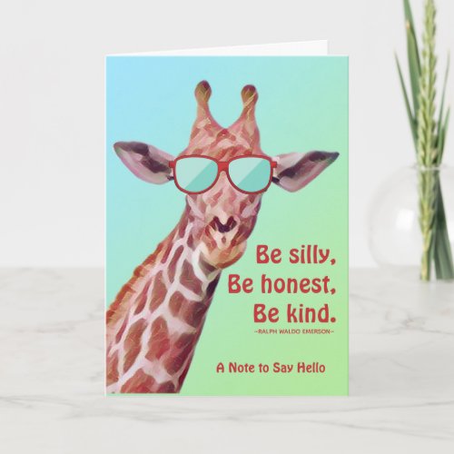 Fun Giraffe Motivational Be Silly Emerson Quote  Card