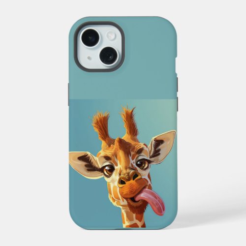 Fun Giraffe Wildlife Animal Sticking Tongue Out  iPhone 15 Case