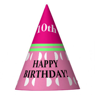 Fun Girl Birthday Pink Green White Polka Dots Party Hat