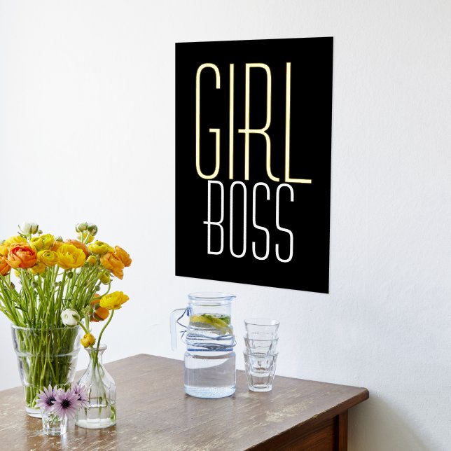 Fun Girl Boss Black Luxury Real Foil Prints (Laydown (Kitchen))