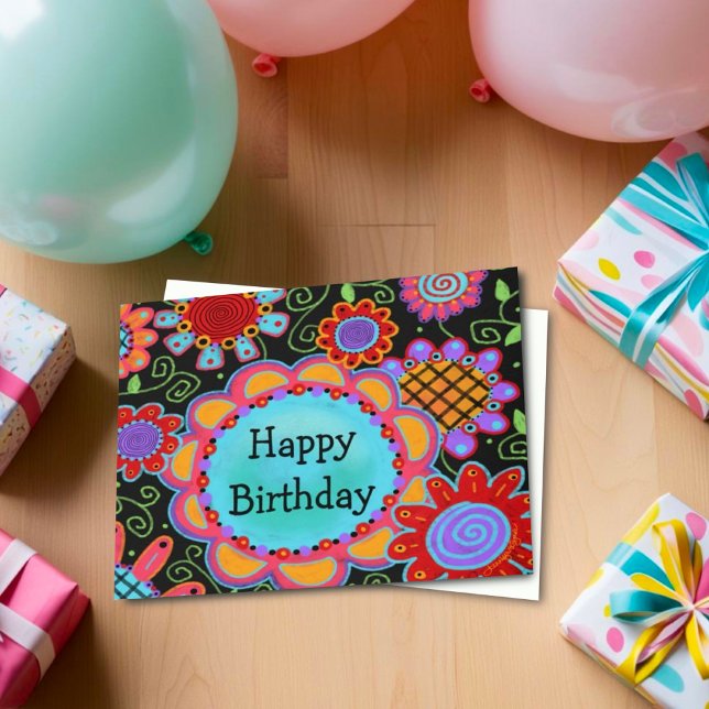 Fun Girl Colorful Happiest of Birthdays Card (Creator Uploaded)
