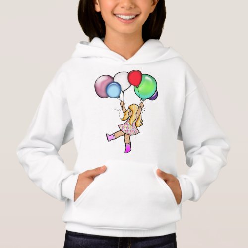 Fun Girl with Colorful Balloons Hoodie