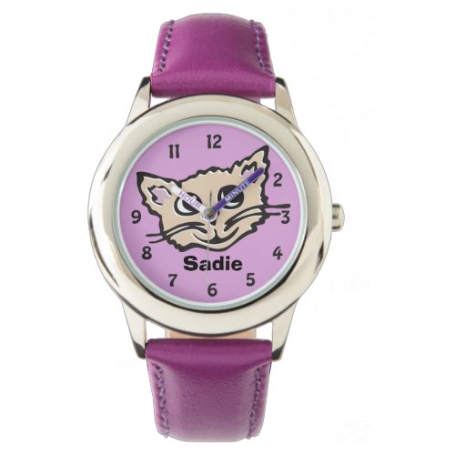 Fun girls cat  kitten graphic named wrist watch