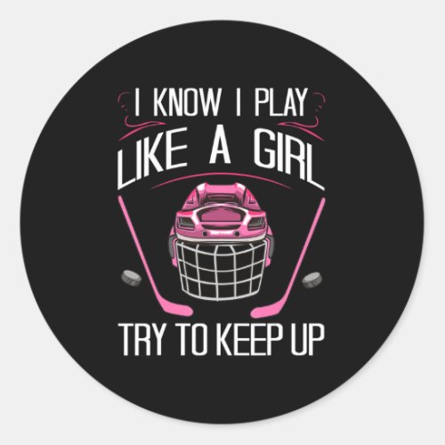 Fun Girls Hockey Designs For Women Field Hockey No Classic Round Sticker