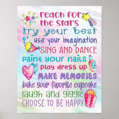 Fun Girls Motivational Quotes Poster _ 11x14