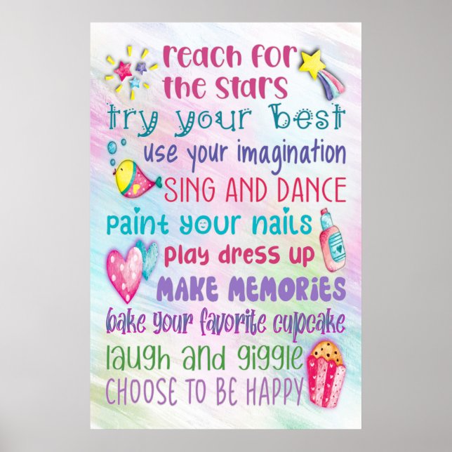 Fun Girl's Motivational Quotes Poster - 24x36 (Front)