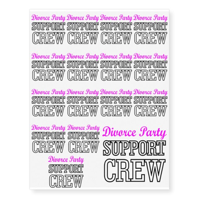 Fun Girls Night Out support crew Divorce Party Temporary Tattoos (Front)